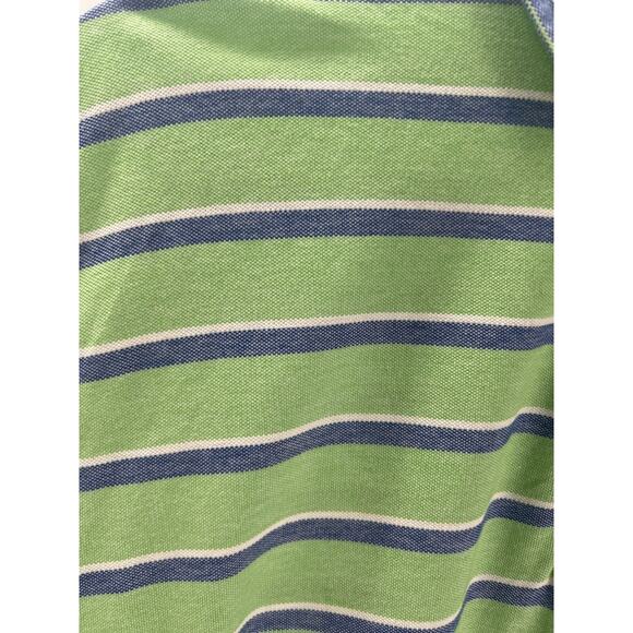 Vintage Tommy Hilfiger Men's Green & Blue Striped Polo Shirt Short Sleeve - Picture 6 of 9